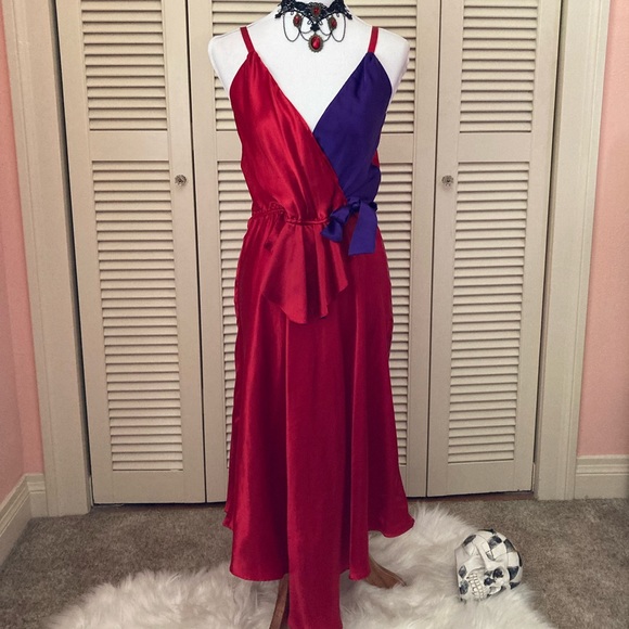 Vintage 80s Gold Label Victoria’s Secret red & purple Dress - Picture 12 of 16